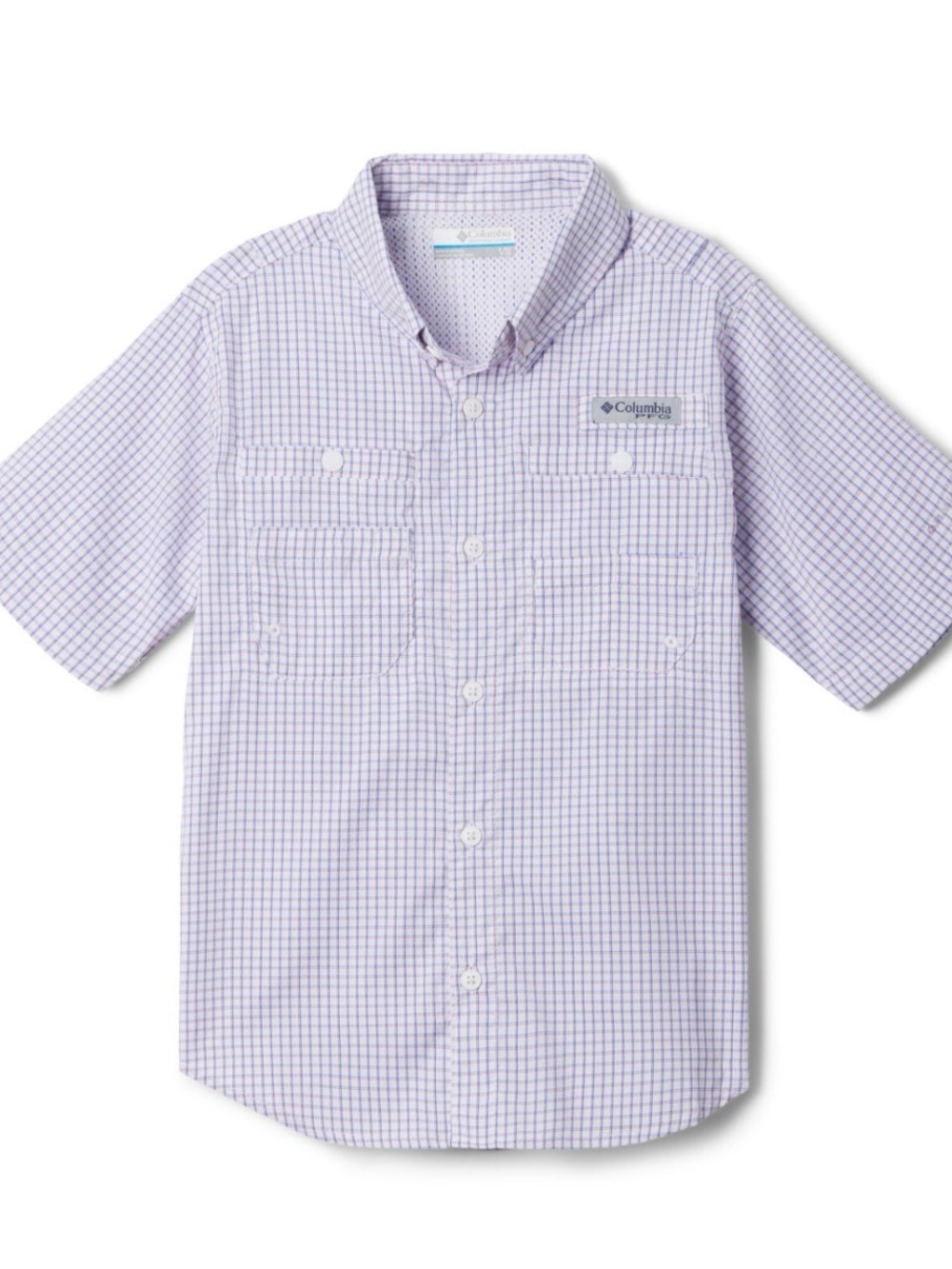 Columbia Kids’ PFG Short-Sleeve Button-Down Plaid Shirt